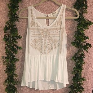Umgee - White Embroidered Tank - Size S